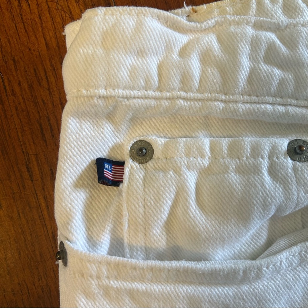 Vintage Polo Ralph Lauren White Baggy Straight Leg Preppy Denim Jeans - Picture 3 of 7